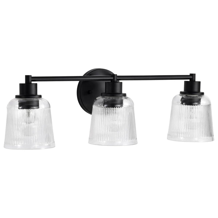 Vanity Nuvo 60-8603 Grayson - 3 Light Vanity - Matte Black Finish - Clear Ribbed Glass Nuvo