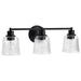 Vanity Nuvo 60-8603 Grayson - 3 Light Vanity - Matte Black Finish - Clear Ribbed Glass Nuvo