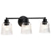 Vanity Nuvo 60-8603 Grayson - 3 Light Vanity - Matte Black Finish - Clear Ribbed Glass Nuvo