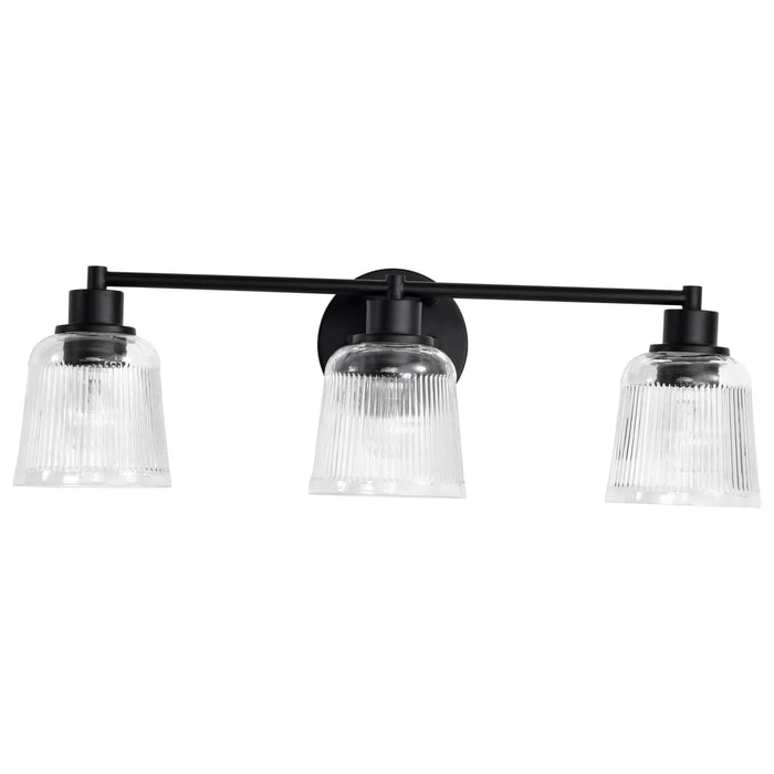 Vanity Nuvo 60-8603 Grayson - 3 Light Vanity - Matte Black Finish - Clear Ribbed Glass Nuvo