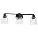 Vanity Nuvo 60-8603 Grayson - 3 Light Vanity - Matte Black Finish - Clear Ribbed Glass Nuvo