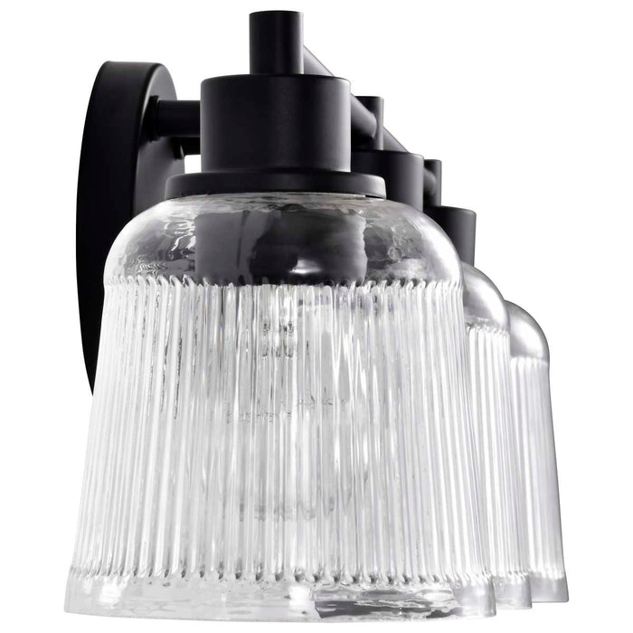 Vanity Nuvo 60-8603 Grayson - 3 Light Vanity - Matte Black Finish - Clear Ribbed Glass Nuvo