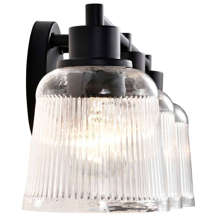 Vanity Nuvo 60-8603 Grayson - 3 Light Vanity - Matte Black Finish - Clear Ribbed Glass Nuvo