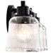 Vanity Nuvo 60-8603 Grayson - 3 Light Vanity - Matte Black Finish - Clear Ribbed Glass Nuvo