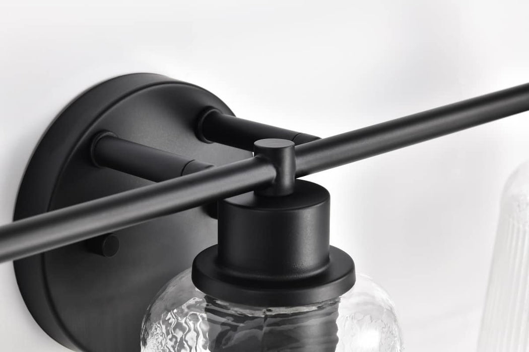 Vanity Nuvo 60-8603 Grayson - 3 Light Vanity - Matte Black Finish - Clear Ribbed Glass Nuvo