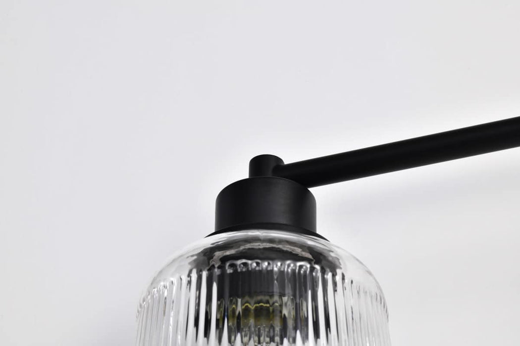 Vanity Nuvo 60-8603 Grayson - 3 Light Vanity - Matte Black Finish - Clear Ribbed Glass Nuvo