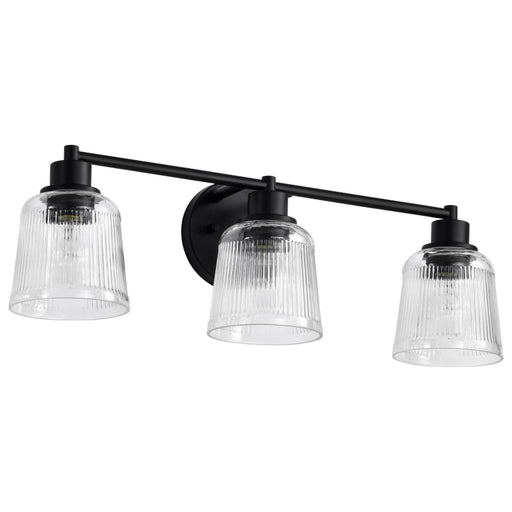 Vanity Nuvo 60-8603 Grayson - 3 Light Vanity - Matte Black Finish - Clear Ribbed Glass Nuvo