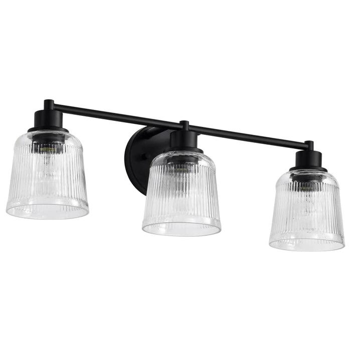 Vanity Nuvo 60-8603 Grayson - 3 Light Vanity - Matte Black Finish - Clear Ribbed Glass Nuvo