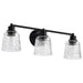 Vanity Nuvo 60-8603 Grayson - 3 Light Vanity - Matte Black Finish - Clear Ribbed Glass Nuvo