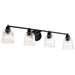 Vanity Nuvo 60-8604 Grayson - 4 Light Vanity - Matte Black Finish - Clear Ribbed Glass Nuvo