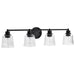Vanity Nuvo 60-8604 Grayson - 4 Light Vanity - Matte Black Finish - Clear Ribbed Glass Nuvo