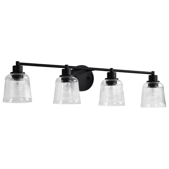Vanity Nuvo 60-8604 Grayson - 4 Light Vanity - Matte Black Finish - Clear Ribbed Glass Nuvo