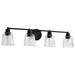 Vanity Nuvo 60-8604 Grayson - 4 Light Vanity - Matte Black Finish - Clear Ribbed Glass Nuvo