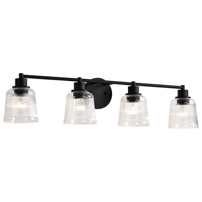 Vanity Nuvo 60-8604 Grayson - 4 Light Vanity - Matte Black Finish - Clear Ribbed Glass Nuvo