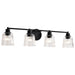Vanity Nuvo 60-8604 Grayson - 4 Light Vanity - Matte Black Finish - Clear Ribbed Glass Nuvo