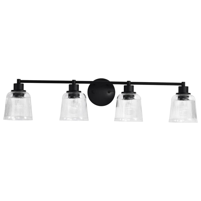 Vanity Nuvo 60-8604 Grayson - 4 Light Vanity - Matte Black Finish - Clear Ribbed Glass Nuvo