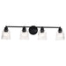 Vanity Nuvo 60-8604 Grayson - 4 Light Vanity - Matte Black Finish - Clear Ribbed Glass Nuvo