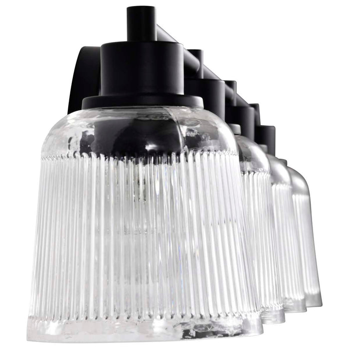 Vanity Nuvo 60-8604 Grayson - 4 Light Vanity - Matte Black Finish - Clear Ribbed Glass Nuvo