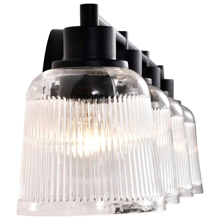 Vanity Nuvo 60-8604 Grayson - 4 Light Vanity - Matte Black Finish - Clear Ribbed Glass Nuvo