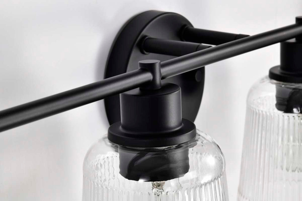 Vanity Nuvo 60-8604 Grayson - 4 Light Vanity - Matte Black Finish - Clear Ribbed Glass Nuvo