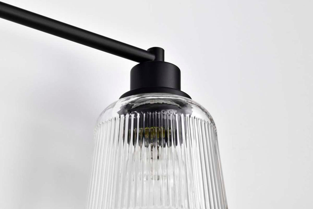 Vanity Nuvo 60-8604 Grayson - 4 Light Vanity - Matte Black Finish - Clear Ribbed Glass Nuvo