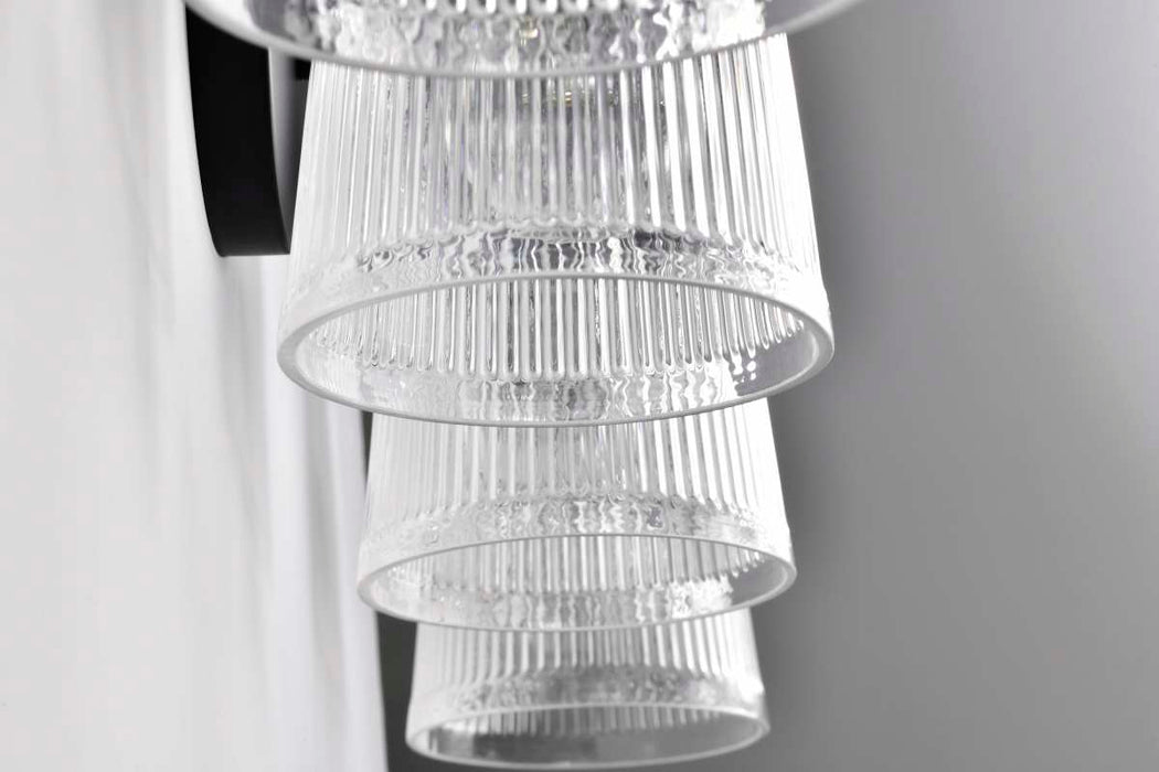 Vanity Nuvo 60-8604 Grayson - 4 Light Vanity - Matte Black Finish - Clear Ribbed Glass Nuvo