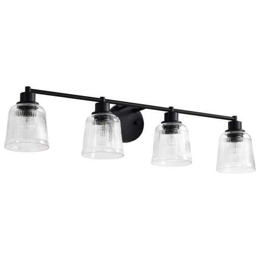 Vanity Nuvo 60-8604 Grayson - 4 Light Vanity - Matte Black Finish - Clear Ribbed Glass Nuvo
