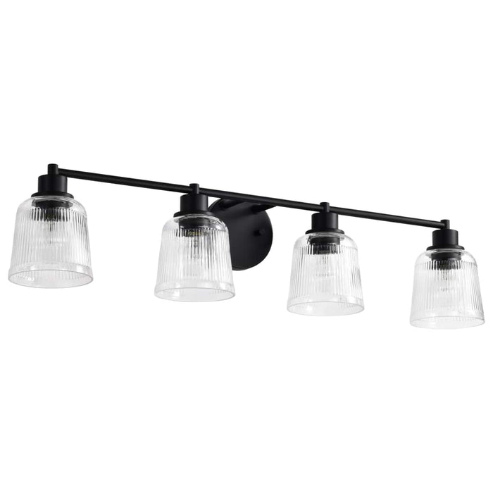 Vanity Nuvo 60-8604 Grayson - 4 Light Vanity - Matte Black Finish - Clear Ribbed Glass Nuvo