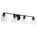 Vanity Nuvo 60-8604 Grayson - 4 Light Vanity - Matte Black Finish - Clear Ribbed Glass Nuvo