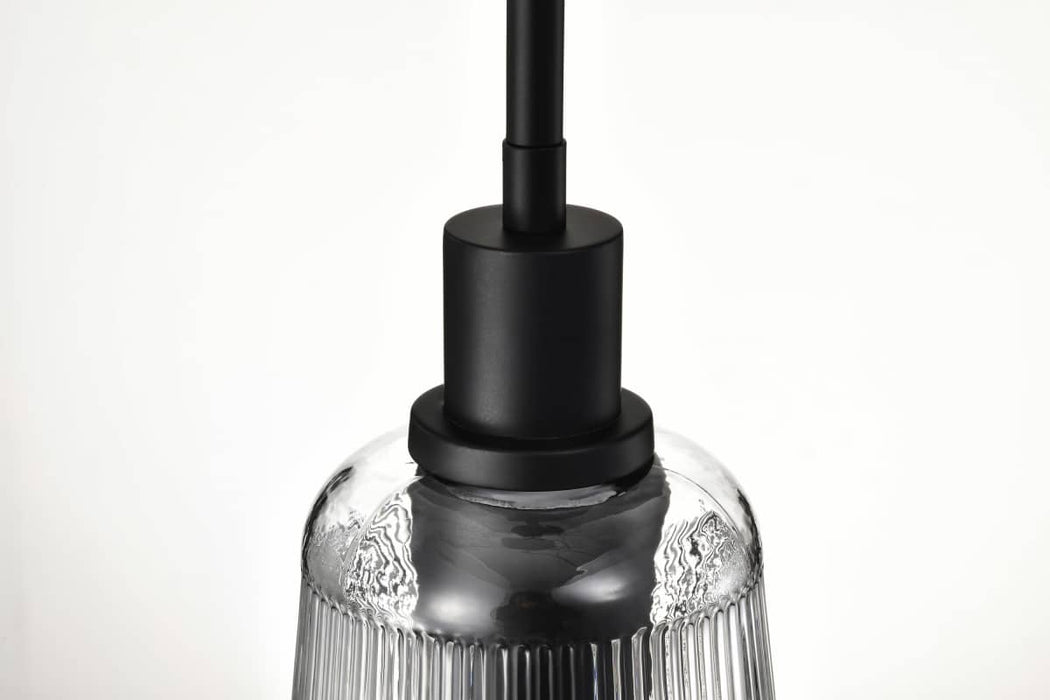 Mini Pendant Nuvo 60-8605 Grayson - 1 Light Mini Pendant - Matte Black Finish - Clear Ribbed Glass Nuvo