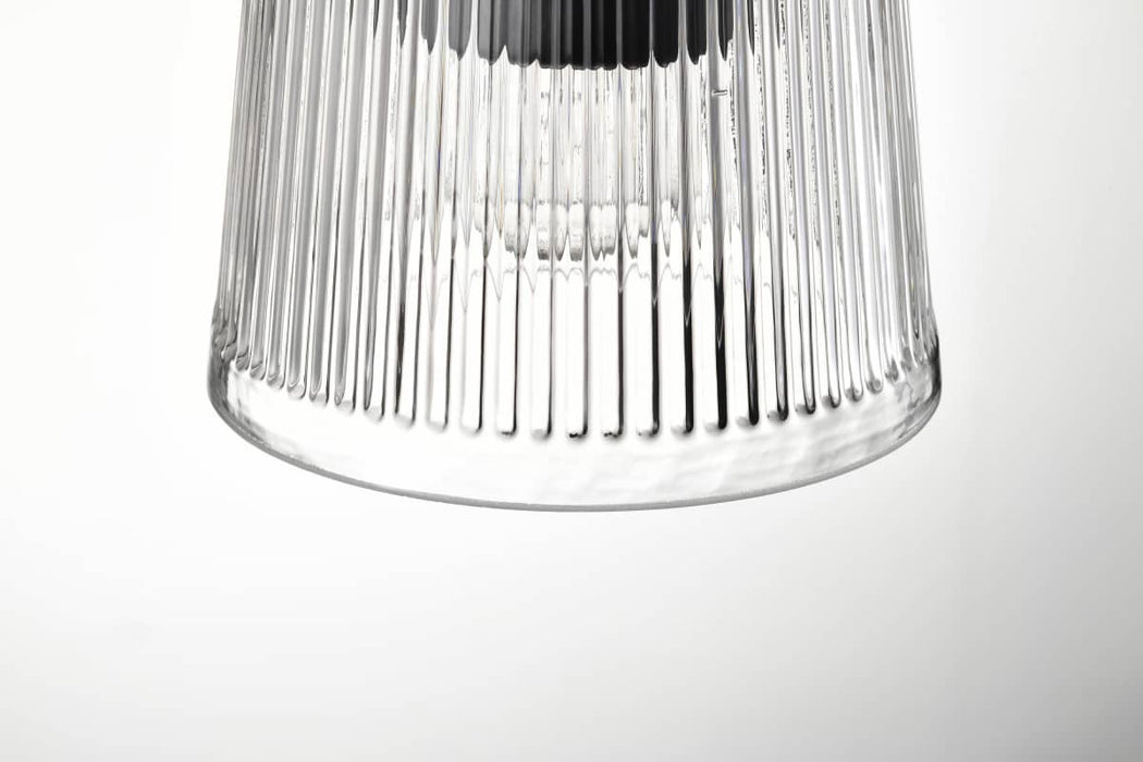 Mini Pendant Nuvo 60-8605 Grayson - 1 Light Mini Pendant - Matte Black Finish - Clear Ribbed Glass Nuvo