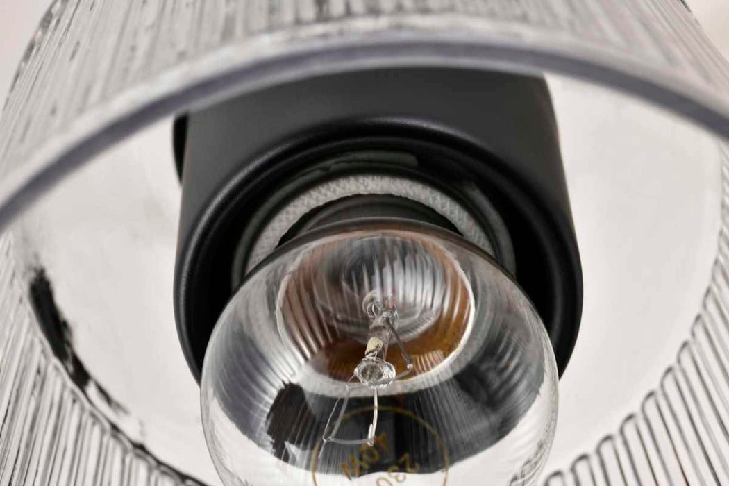 Mini Pendant Nuvo 60-8605 Grayson - 1 Light Mini Pendant - Matte Black Finish - Clear Ribbed Glass Nuvo