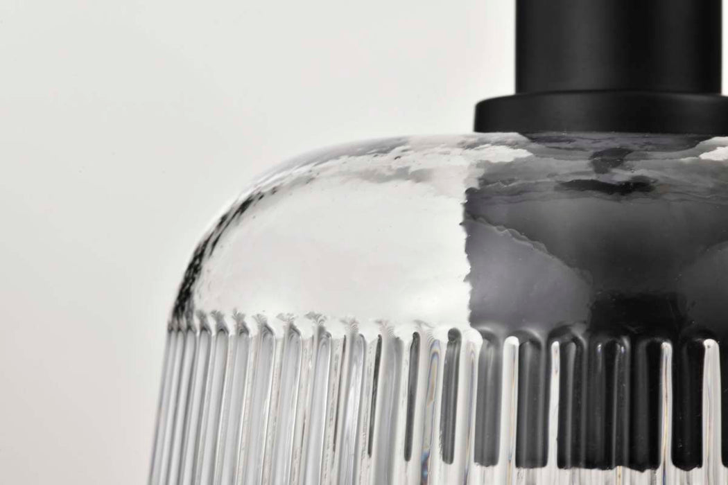Pendant Nuvo 60-8606 Grayson - Small Pendant - Matte Black Finish - Clear Ribbed Glass Nuvo