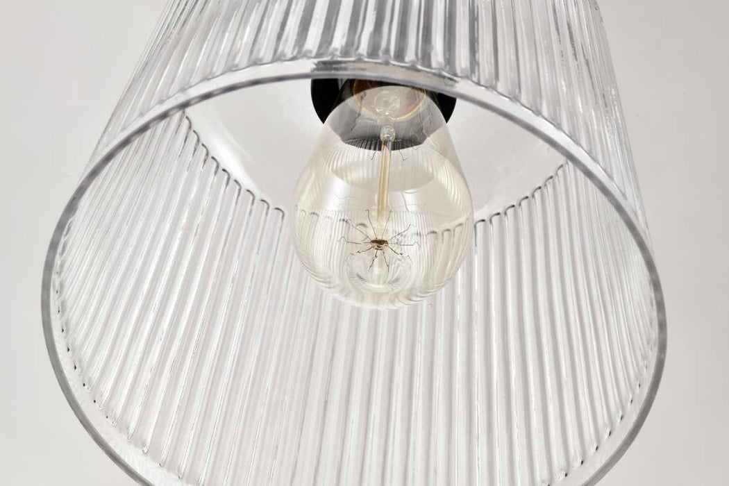 Pendant Nuvo 60-8606 Grayson - Small Pendant - Matte Black Finish - Clear Ribbed Glass Nuvo
