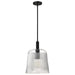 Pendant Nuvo 60-8607 Grayson - Large Pendant - Matte Black Finish - Clear Ribbed Glass Nuvo