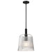 Pendant Nuvo 60-8607 Grayson - Large Pendant - Matte Black Finish - Clear Ribbed Glass Nuvo