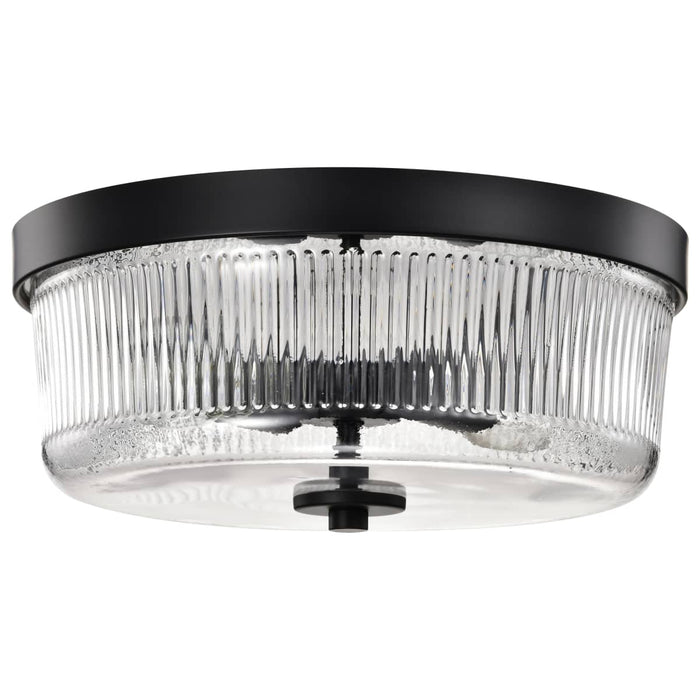 Flush Mount Nuvo 60-8608 Grayson - Small Flush Mount - Matte Black Finish - Clear Ribbed Glass Nuvo