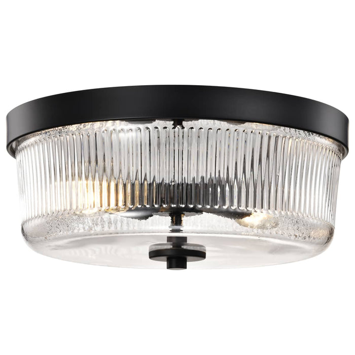 Flush Mount Nuvo 60-8608 Grayson - Small Flush Mount - Matte Black Finish - Clear Ribbed Glass Nuvo