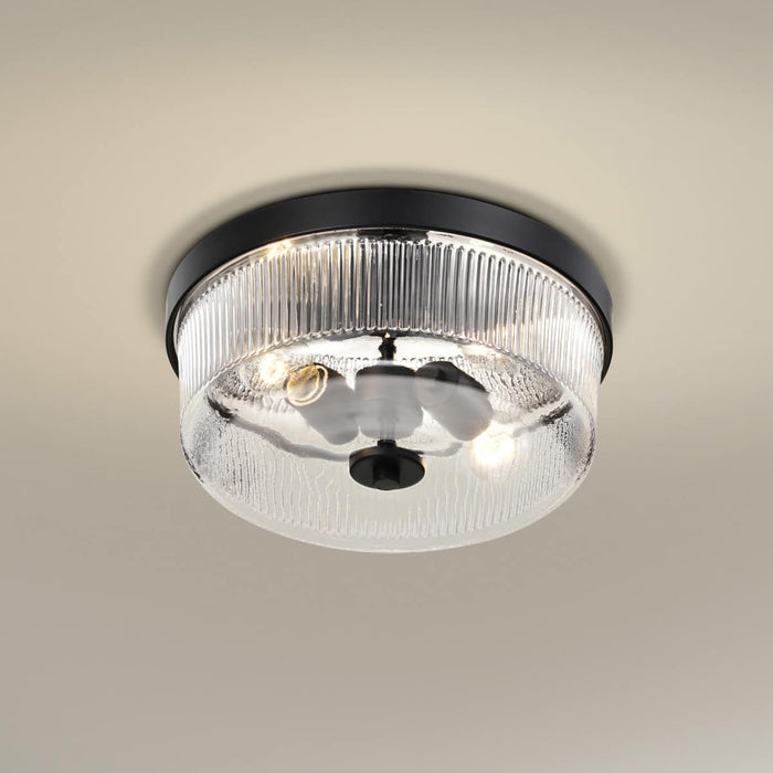 Flush Mount Nuvo 60-8608 Grayson - Small Flush Mount - Matte Black Finish - Clear Ribbed Glass Nuvo