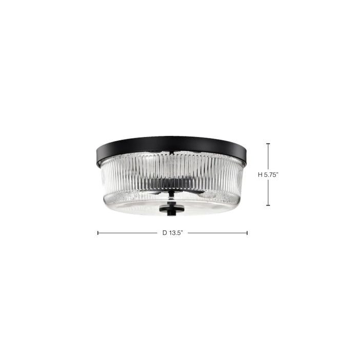 Flush Mount Nuvo 60-8608 Grayson - Small Flush Mount - Matte Black Finish - Clear Ribbed Glass Nuvo