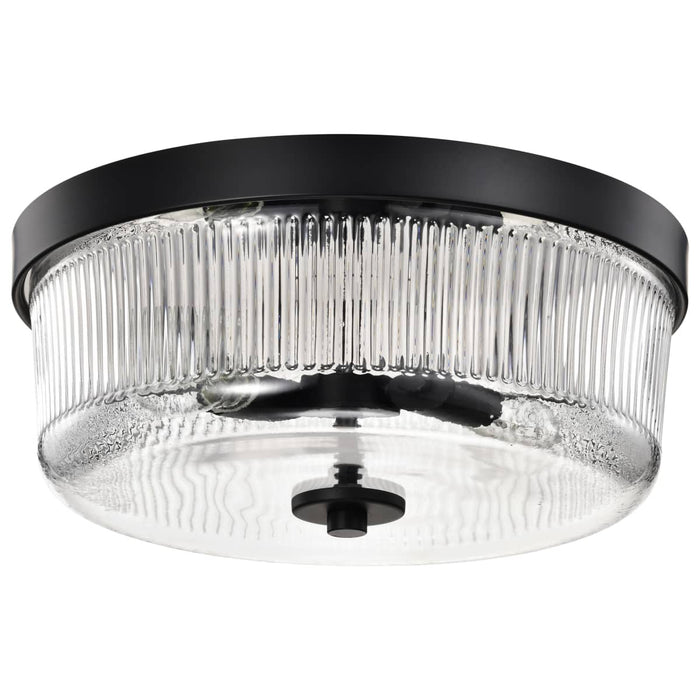 Flush Mount Nuvo 60-8608 Grayson - Small Flush Mount - Matte Black Finish - Clear Ribbed Glass Nuvo