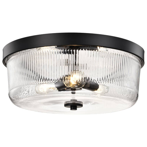Flush Mount Nuvo 60-8609 Grayson - Large Flush Mount - Matte Black Finish - Clear Ribbed Glass Nuvo