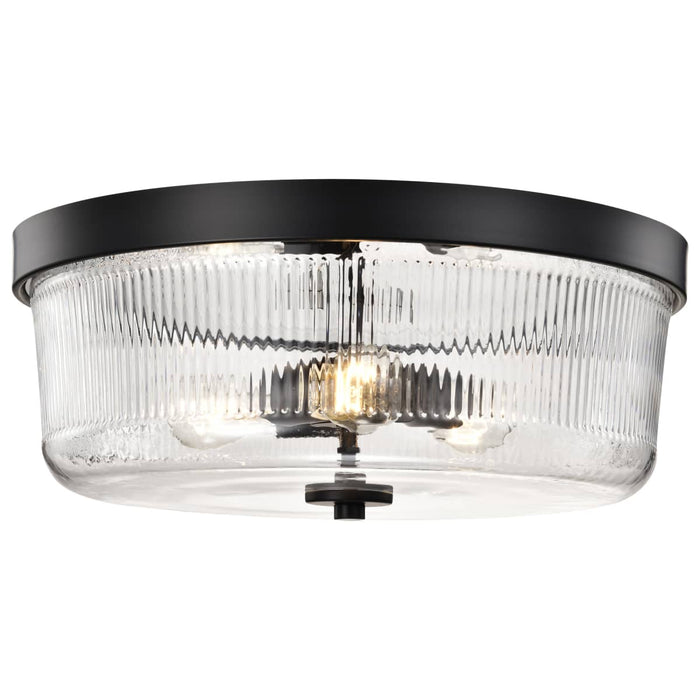 Flush Mount Nuvo 60-8609 Grayson - Large Flush Mount - Matte Black Finish - Clear Ribbed Glass Nuvo