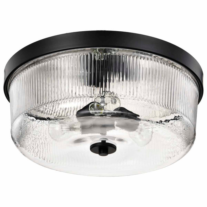Flush Mount Nuvo 60-8609 Grayson - Large Flush Mount - Matte Black Finish - Clear Ribbed Glass Nuvo