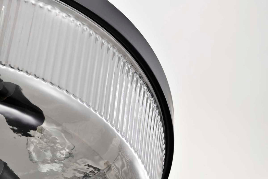 Flush Mount Nuvo 60-8609 Grayson - Large Flush Mount - Matte Black Finish - Clear Ribbed Glass Nuvo