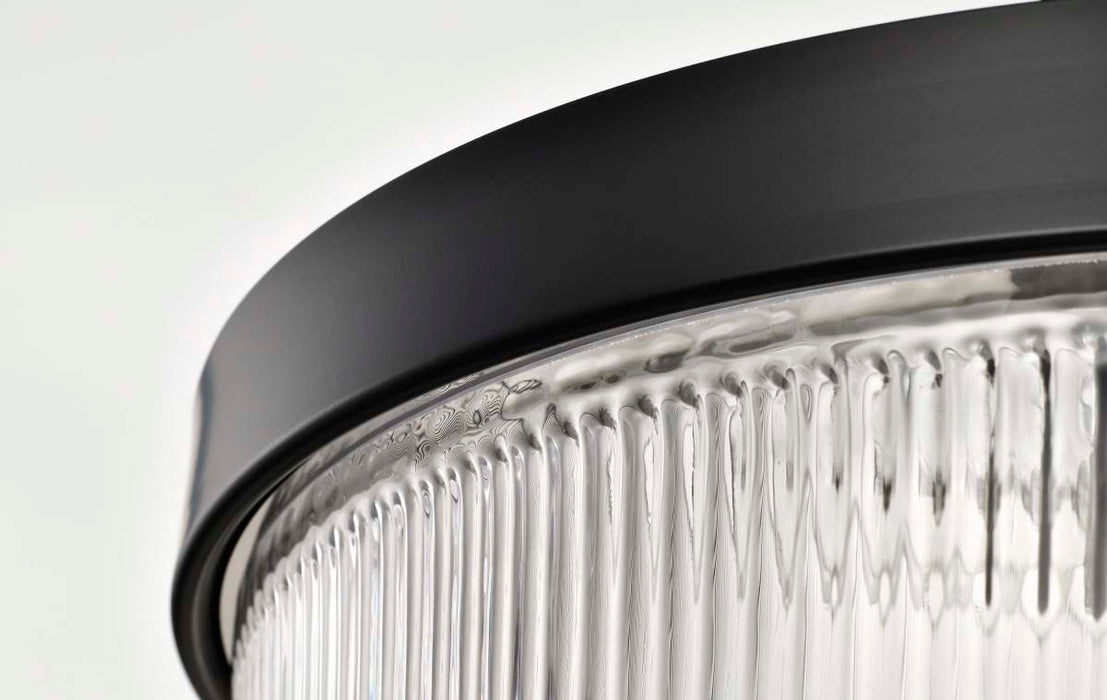 Flush Mount Nuvo 60-8609 Grayson - Large Flush Mount - Matte Black Finish - Clear Ribbed Glass Nuvo