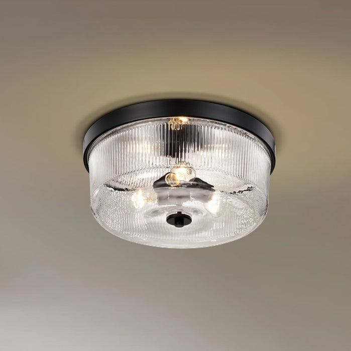 Flush Mount Nuvo 60-8609 Grayson - Large Flush Mount - Matte Black Finish - Clear Ribbed Glass Nuvo