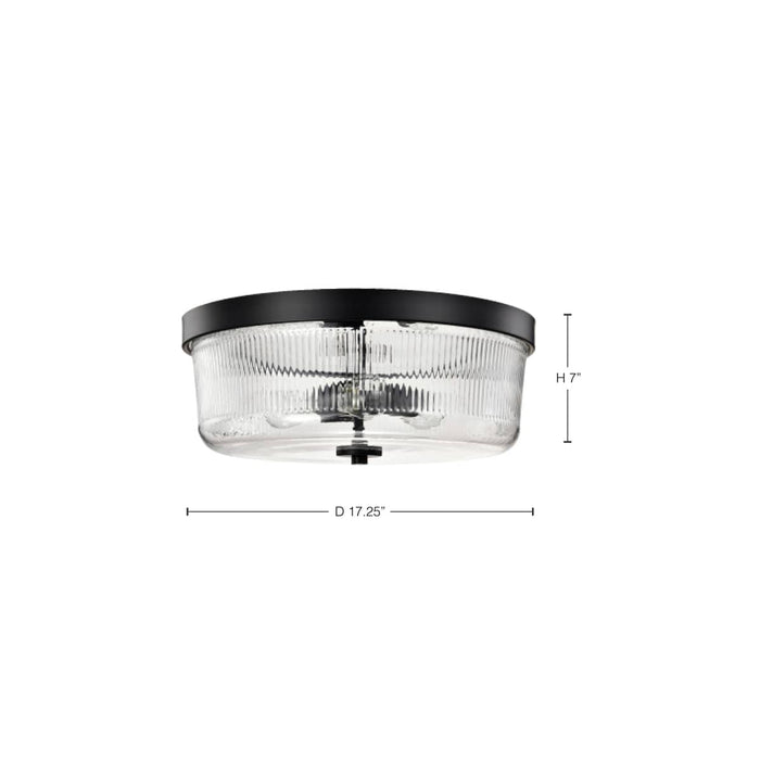 Flush Mount Nuvo 60-8609 Grayson - Large Flush Mount - Matte Black Finish - Clear Ribbed Glass Nuvo