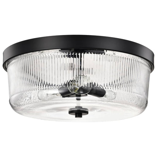 Flush Mount Nuvo 60-8609 Grayson - Large Flush Mount - Matte Black Finish - Clear Ribbed Glass Nuvo