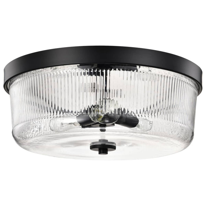 Flush Mount Nuvo 60-8609 Grayson - Large Flush Mount - Matte Black Finish - Clear Ribbed Glass Nuvo